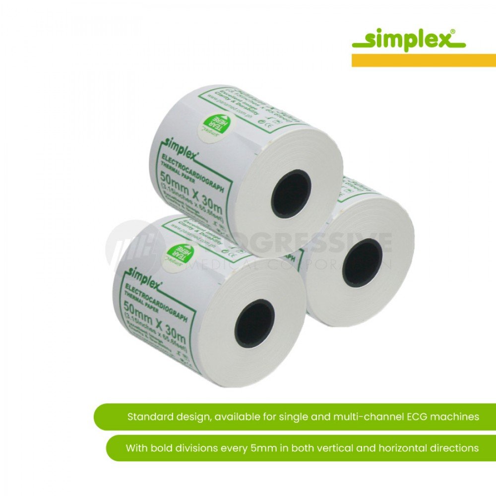 Simplex ECG Thermal Paper, 50mm x 30M (sold per roll)