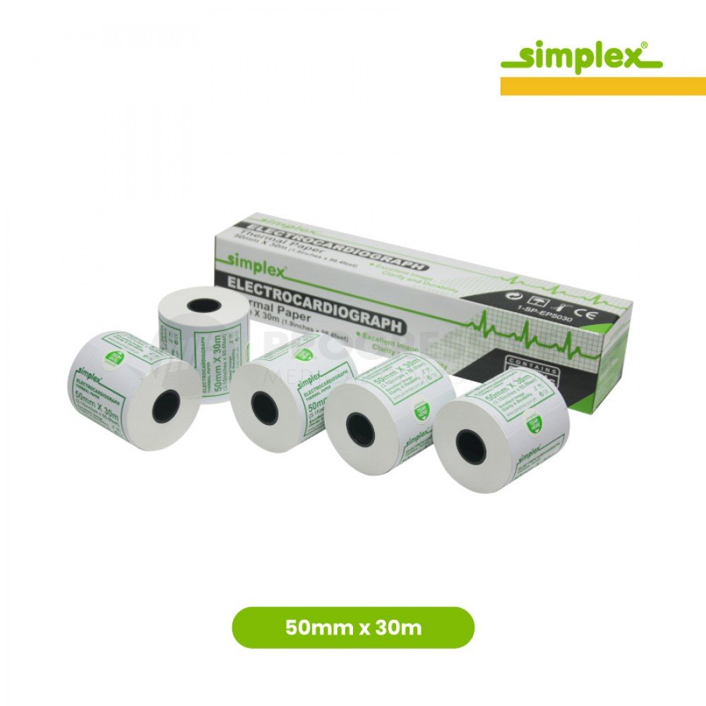 Simplex ECG Thermal Paper, 50mm x 30M (sold per roll)