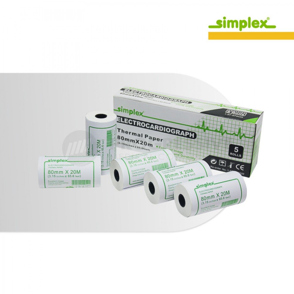 Simplex ECG Thermal Paper, 80mm x 20M (sold per roll) Simplex ECG Thermal Paper, 80mm x 20M (sold per roll)