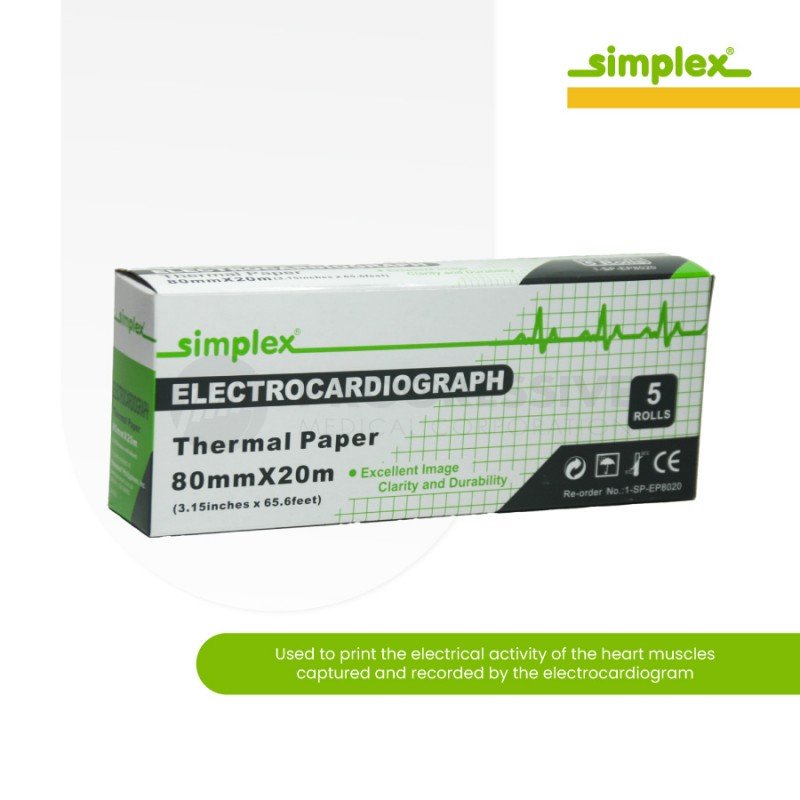 Simplex ECG Thermal Paper, 80mm x 20M (sold per roll)