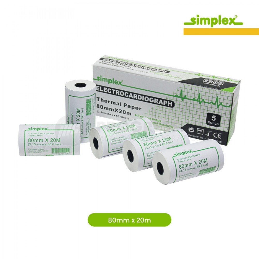 Simplex ECG Thermal Paper, 80mm x 20M (sold per roll) Simplex ECG Thermal Paper, 80mm x 20M (sold per roll)