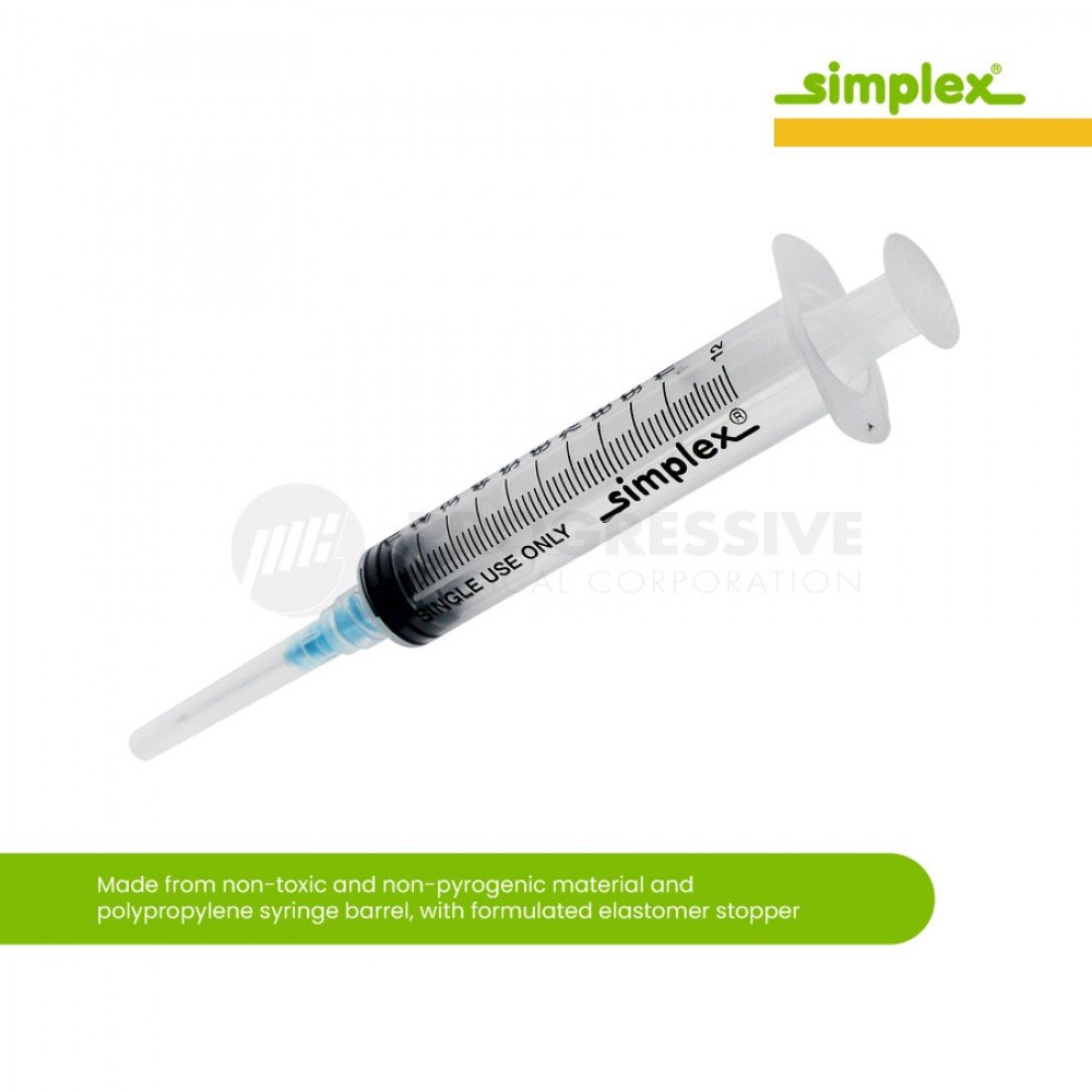 Simplex Disposable Syringe with Needle, Sold by box of 100's