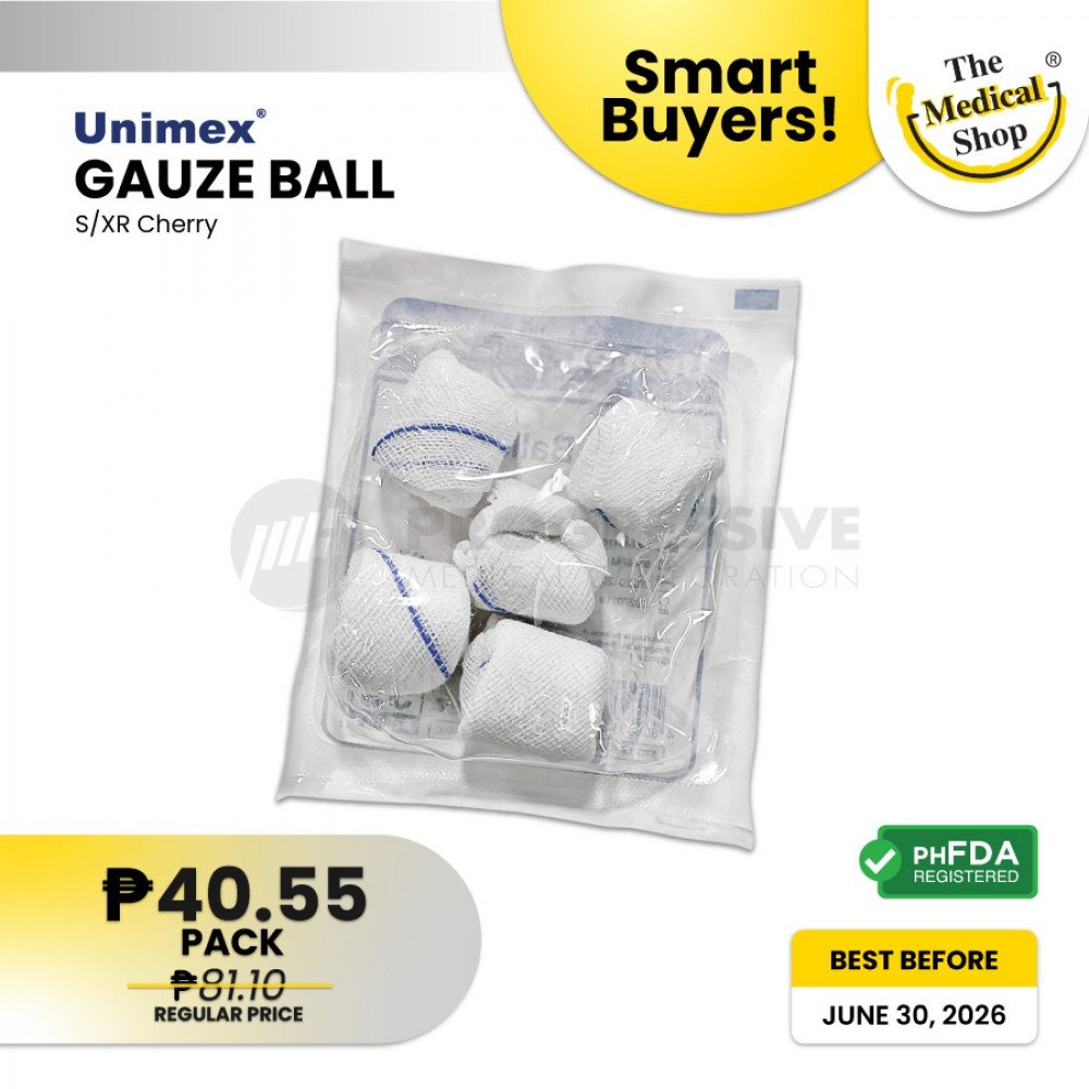 Smart Buyers - Unimex Gauze Balls with X-ray Line, Cherry (Sold by pack of 5s)