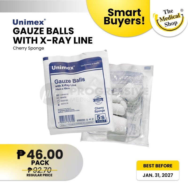 Smart Buyers - Unimex Gauze Balls with X-ray Line, Cherry (Sold by pack of 5s)