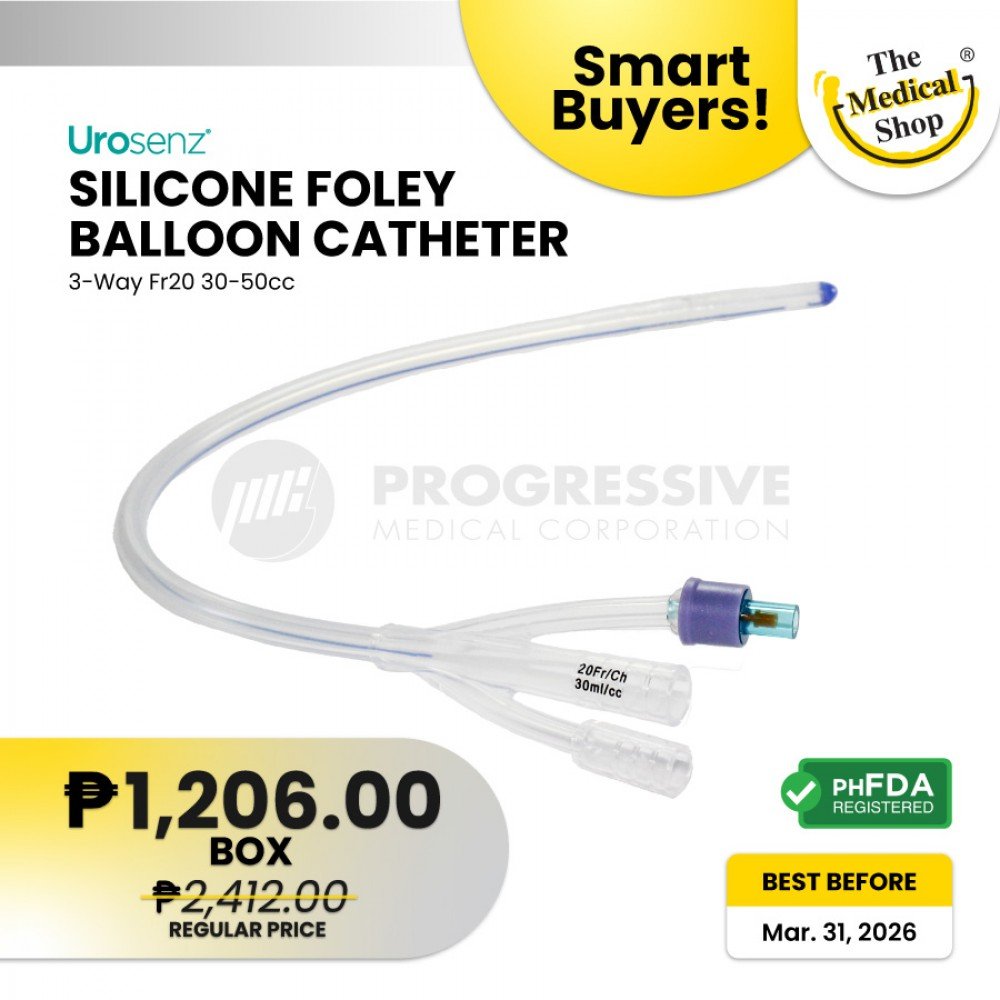Smart Buyers - Urosenz Silicone Foley Catheter, 3-Way Fr-20 (Sold by 10s)