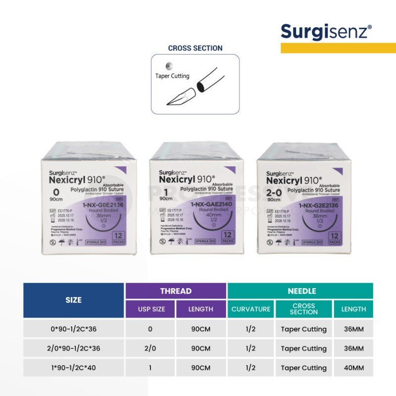 Surgisenz Nexicryl Polyglactin - Antibacterial (Sold by box of 12s)