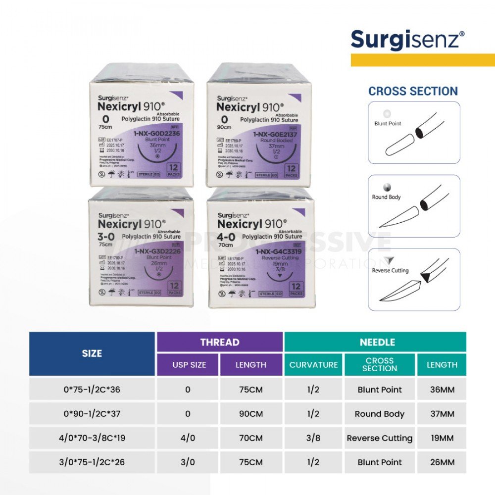 Surgisenz Nexicryl Polyglactin - Absorbable (sold by box of 12s)