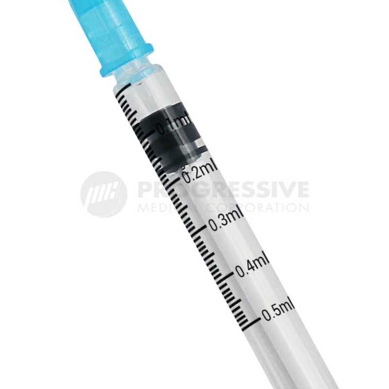 Simplex Auto Disable Syringe, w/ Needle, 0.3cc-0.5cc, G-23x1 (100's)