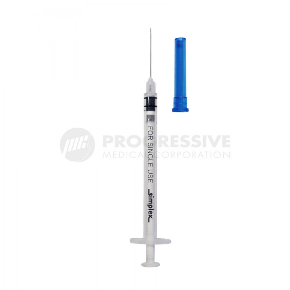 Simplex Auto Disable Syringe w/ Needle, 0.5cc, G-23x1 (100's)