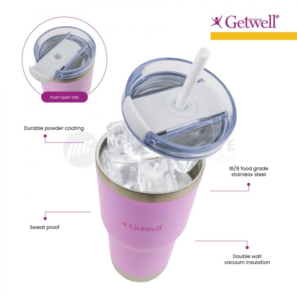 Hydrosenz Tumbler with Straw Purple 14oz, Getwell Hydrosenz Tumbler with Straw Purple 14oz, Getwell