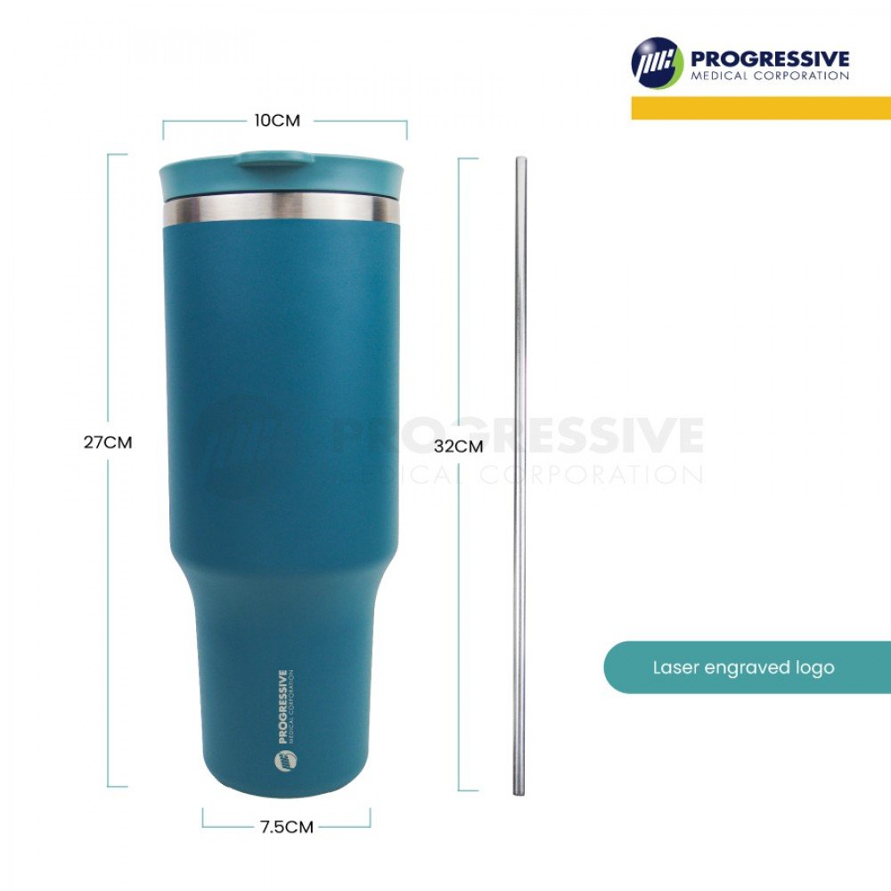 Hydrosenz Tumbler with Straw Teal 40oz, PMC