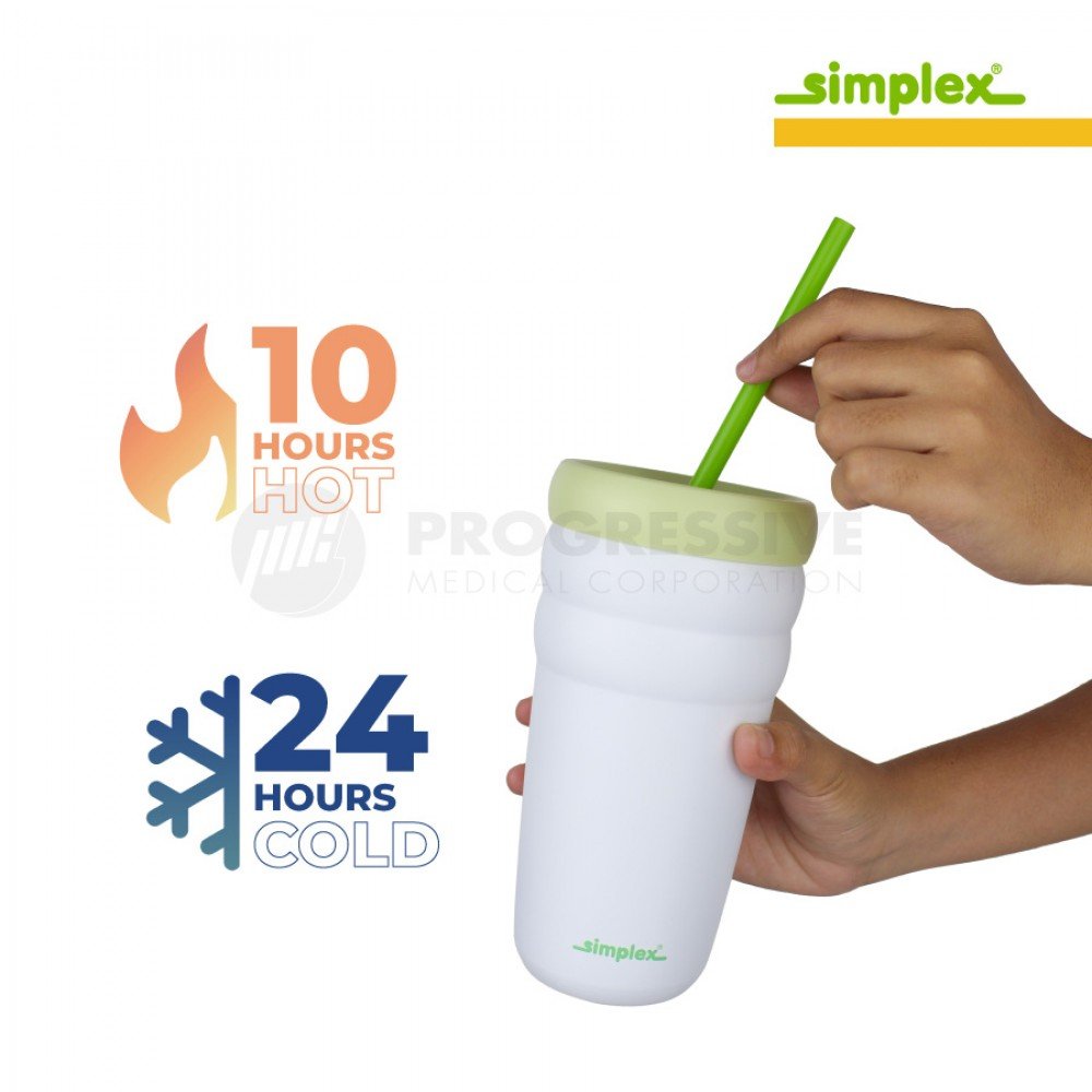 Hydrosenz Tumbler with Straw White-Green 20oz, Simplex Hydrosenz Tumbler with Straw White-Green 20oz, Simplex