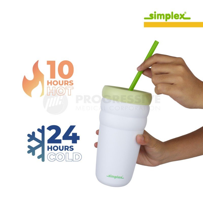 Hydrosenz Tumbler with Straw White-Green 20oz, Simplex