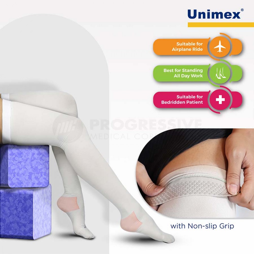 Unimex Anti-Embolism Stockings Thigh High White