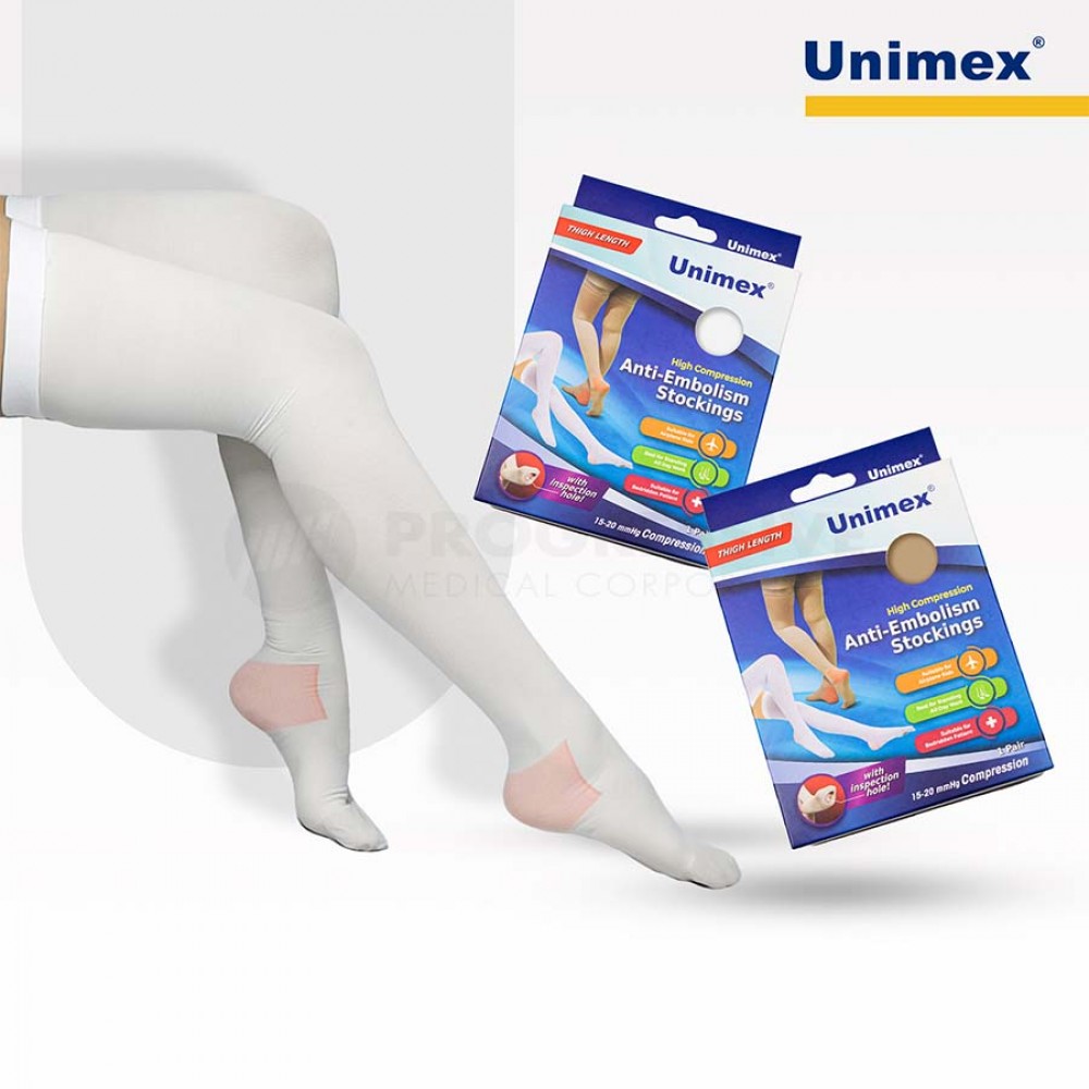 Unimex Anti-Embolism Stockings Thigh High White