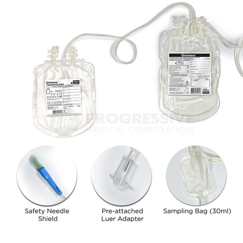 Unimex Blood Bag  with Needle Cover and Sampling Bag