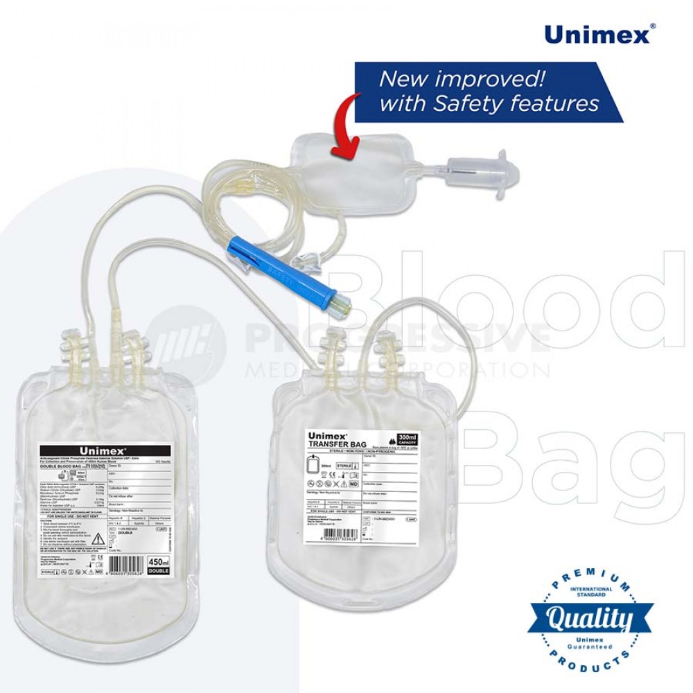 Unimex Blood Bag  with Needle Cover and Sampling Bag