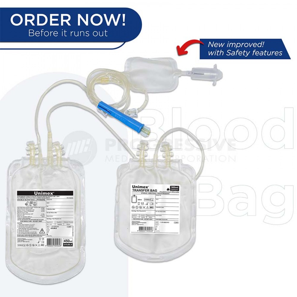 Unimex Blood Bag  with Needle Cover and Sampling Bag