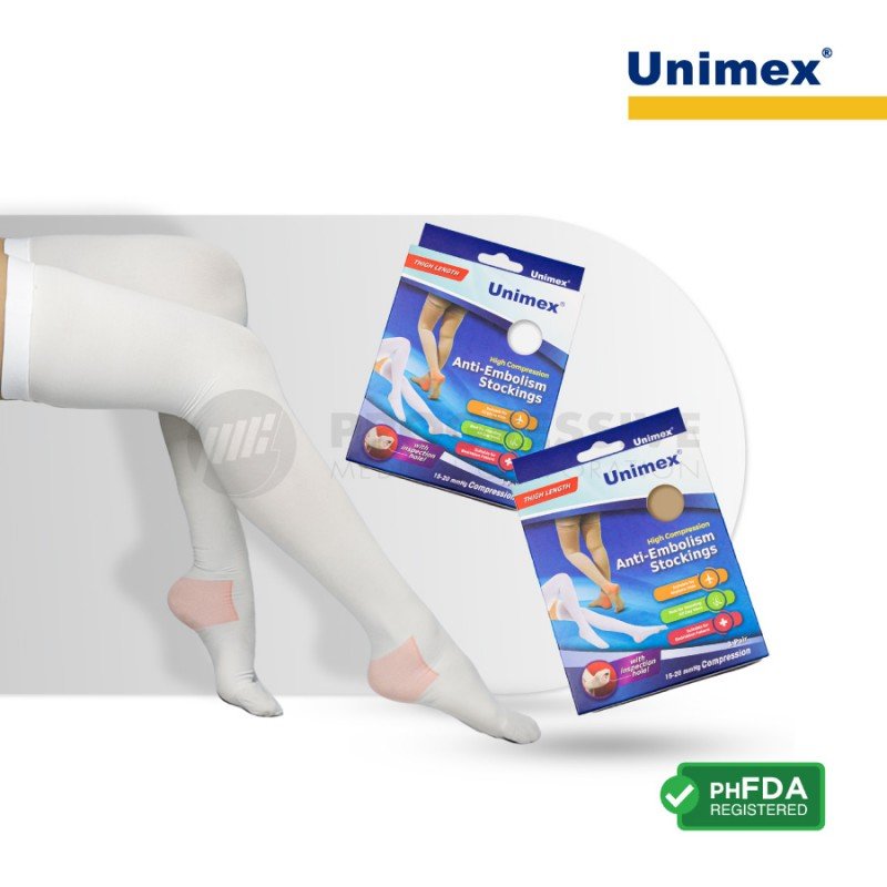 Unimex Anti-Embolism Stockings Thigh High White