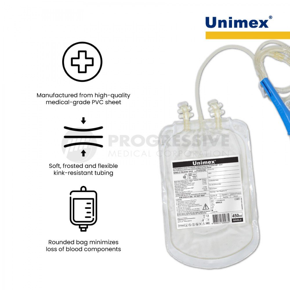 Unimex Blood Bag  with Needle Cover and Sampling Bag