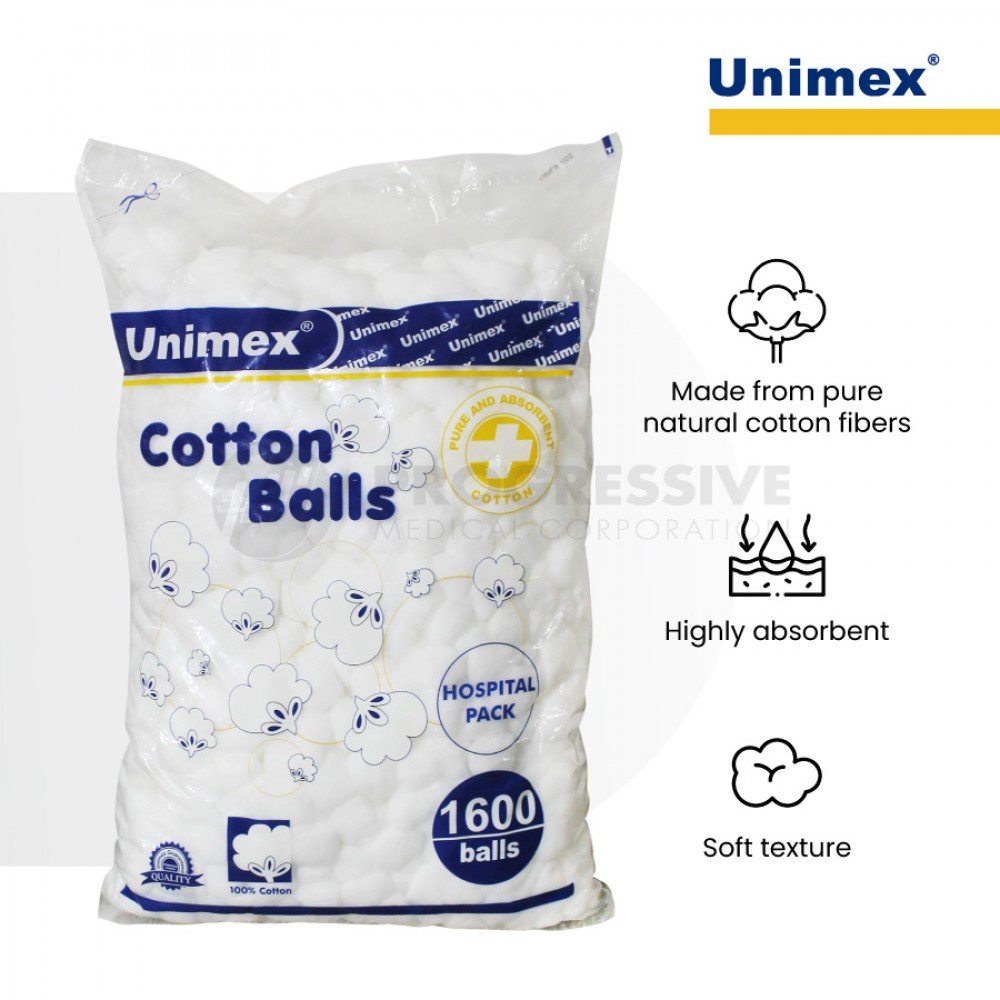 Unimex Absorbent Cotton Balls +/- 1600 balls
