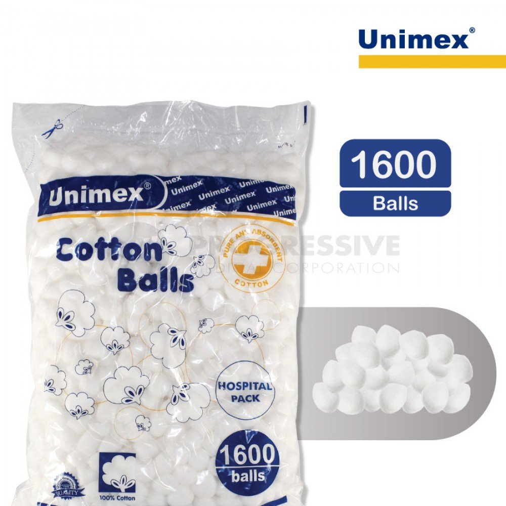 Unimex Absorbent Cotton Balls +/- 1600 balls