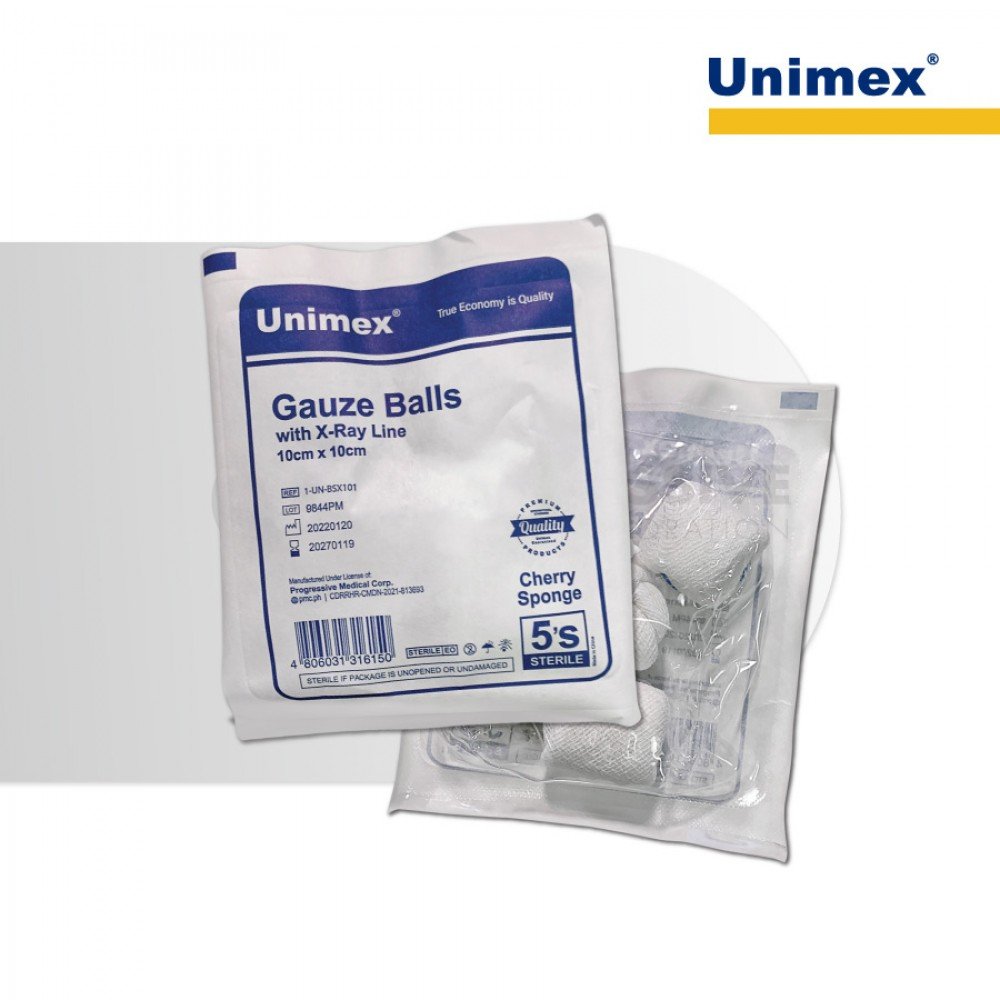 Unimex Gauze Balls with X-ray Line Cherry Balls Unimex Gauze Balls with X-ray Line Cherry Balls