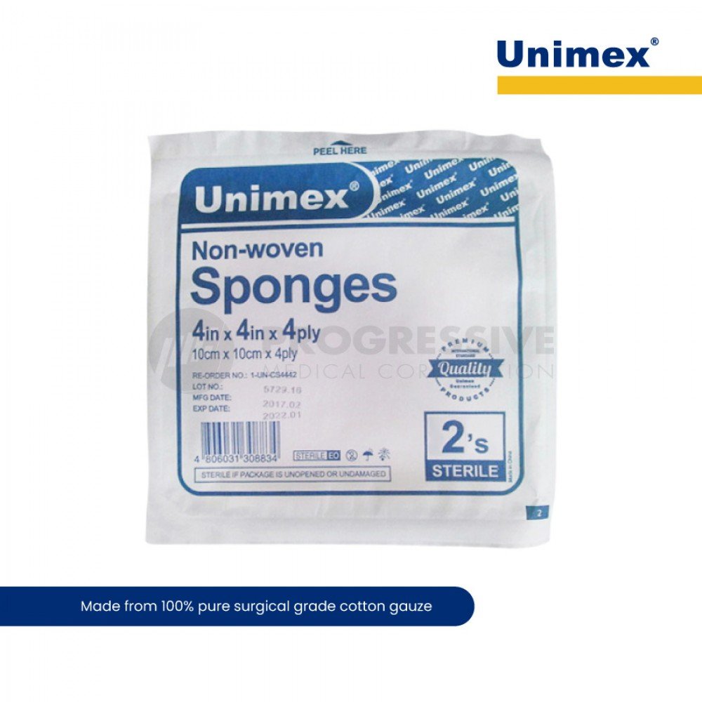 Unimex Gauze Sponge Non-Woven, Sterile 2s (Packs of 100s)