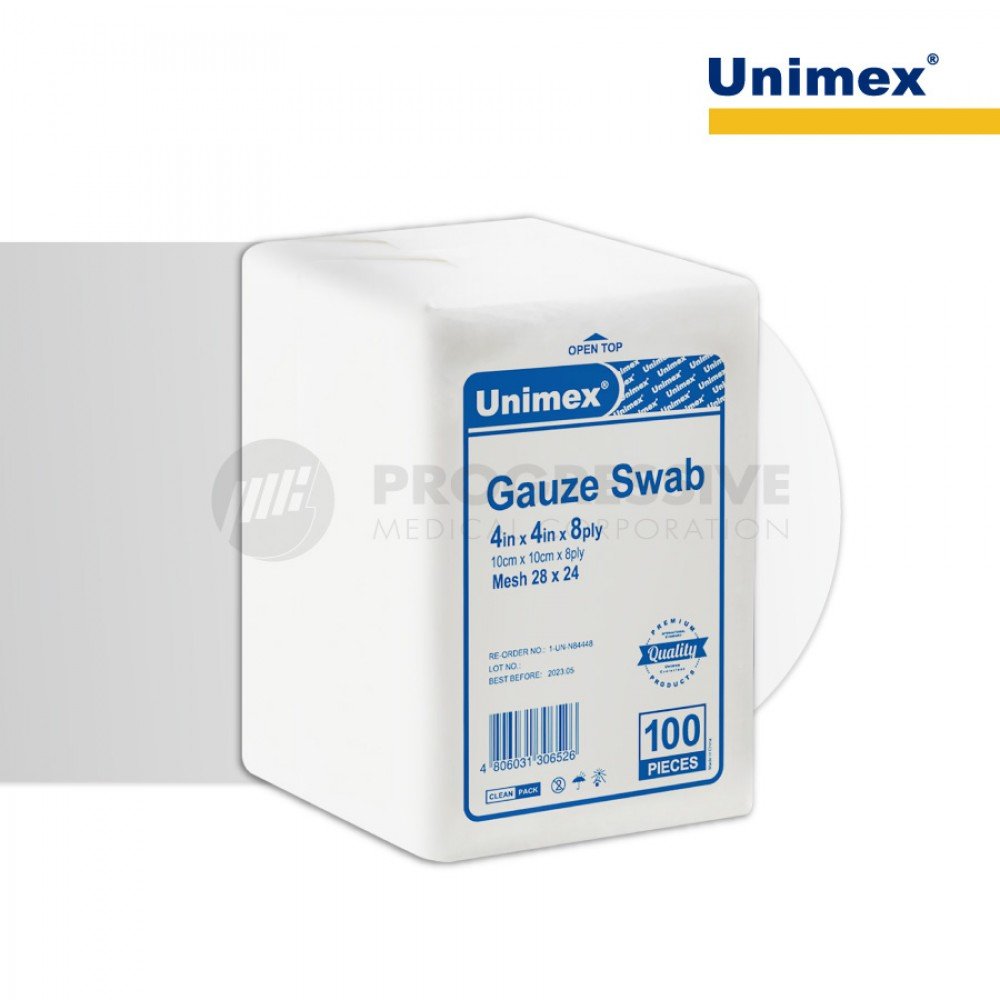 Unimex Gauze Swab 4x4, 100's Unimex Gauze Swab 4x4, 100's