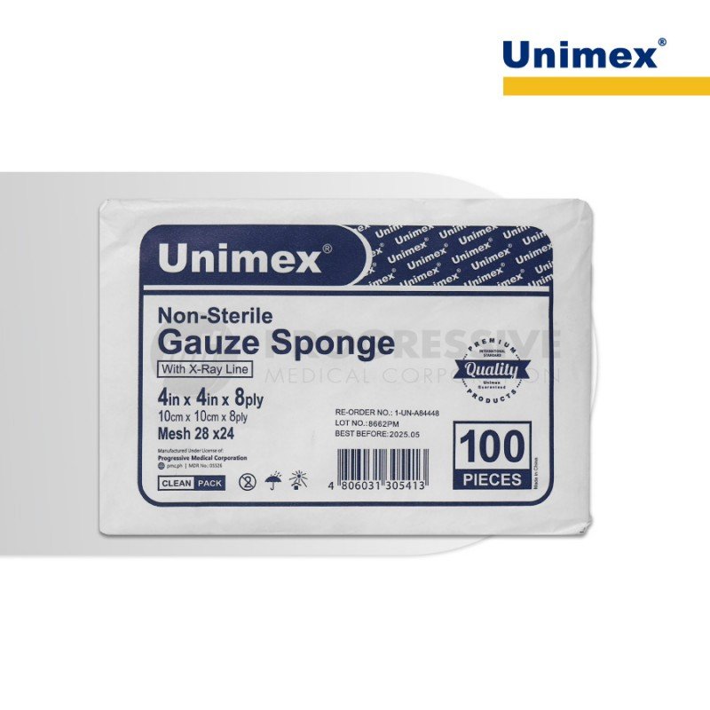 Unimex Gauze Swab, 4x4 with Xray (sold per pack of 100s)