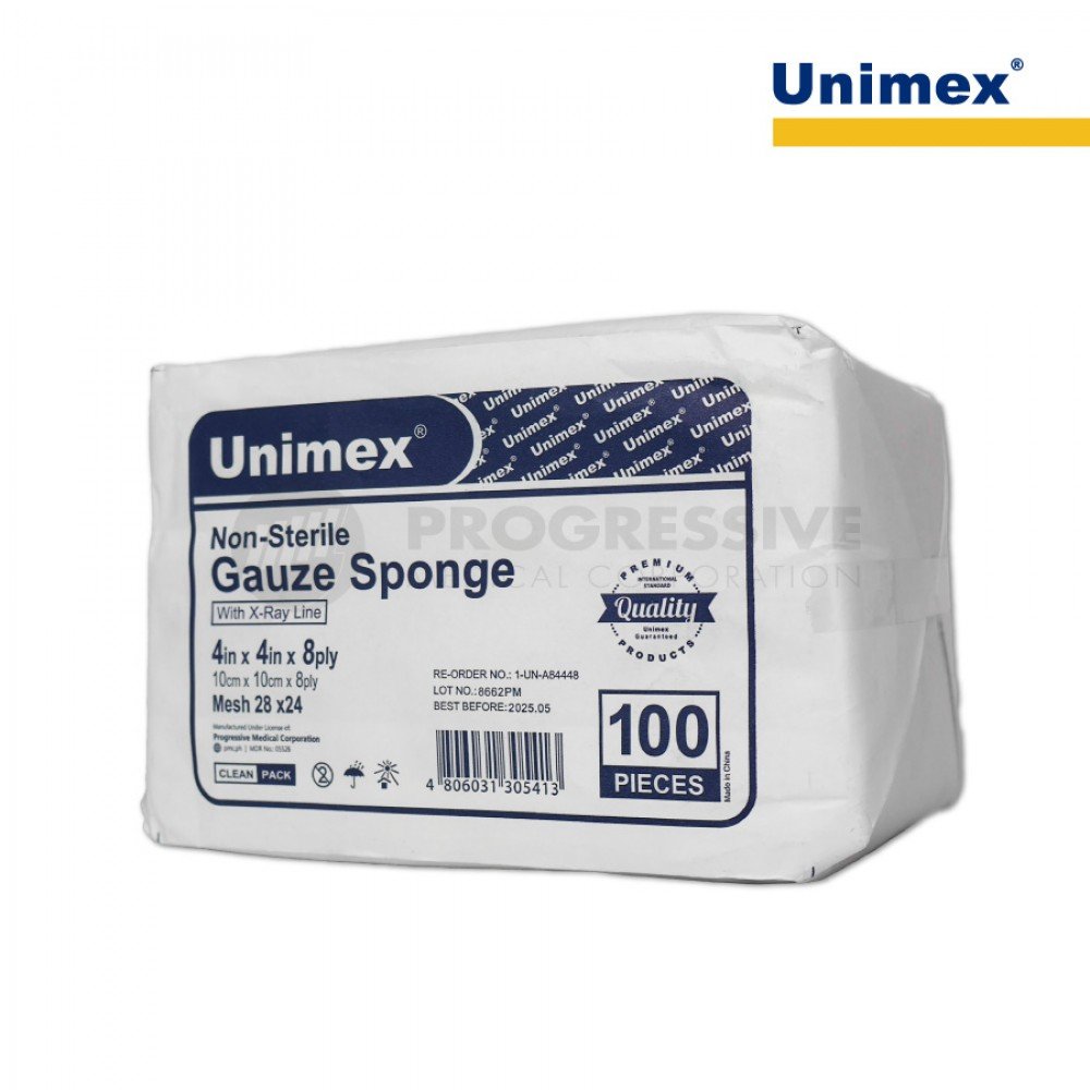 Unimex Gauze Swab, 4x4 with Xray (sold per pack of 100s)