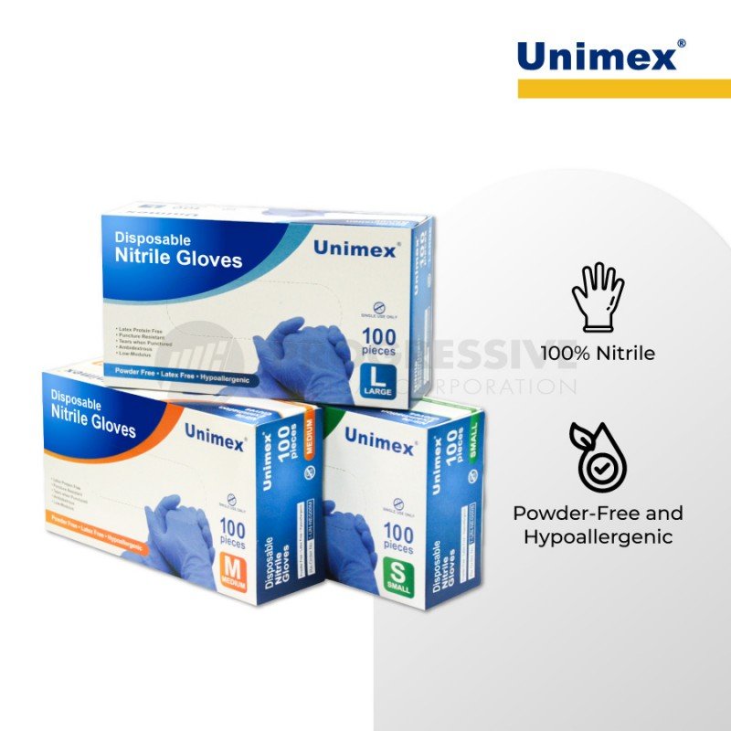 Unimex Nitrile Gloves (sold by box of 100s)