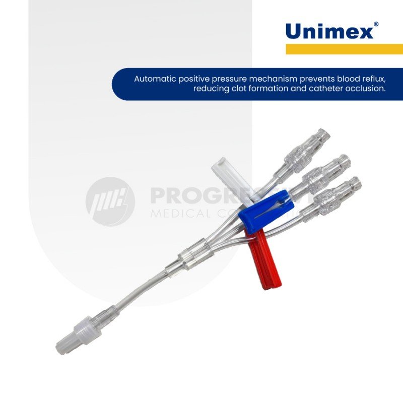 Unimex Tri-Lumen Extension Tube w/ Positive Pressure 