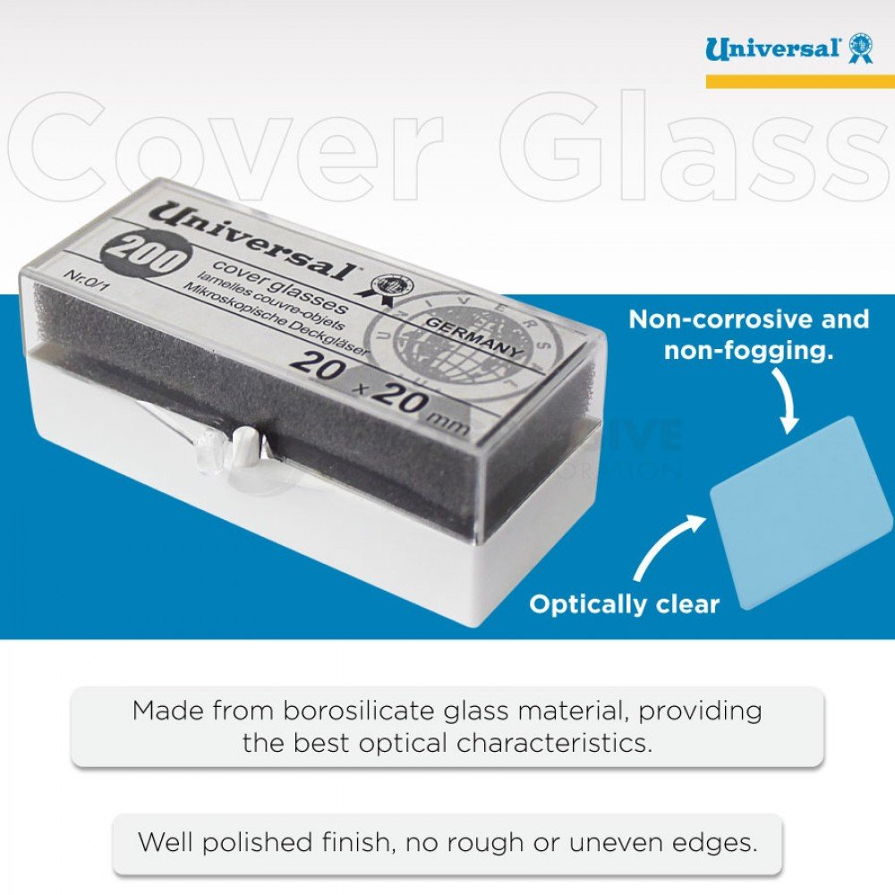 Universal Cover Glass, 20x20mm, 200's
