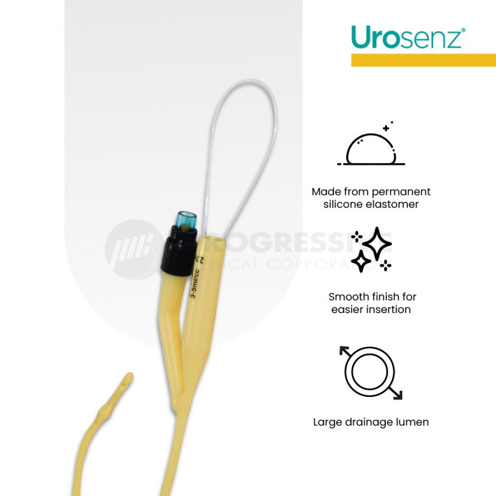 Urosenz Latex Foley Catheter, 2-Way w/ Stylet (10 pcs)
