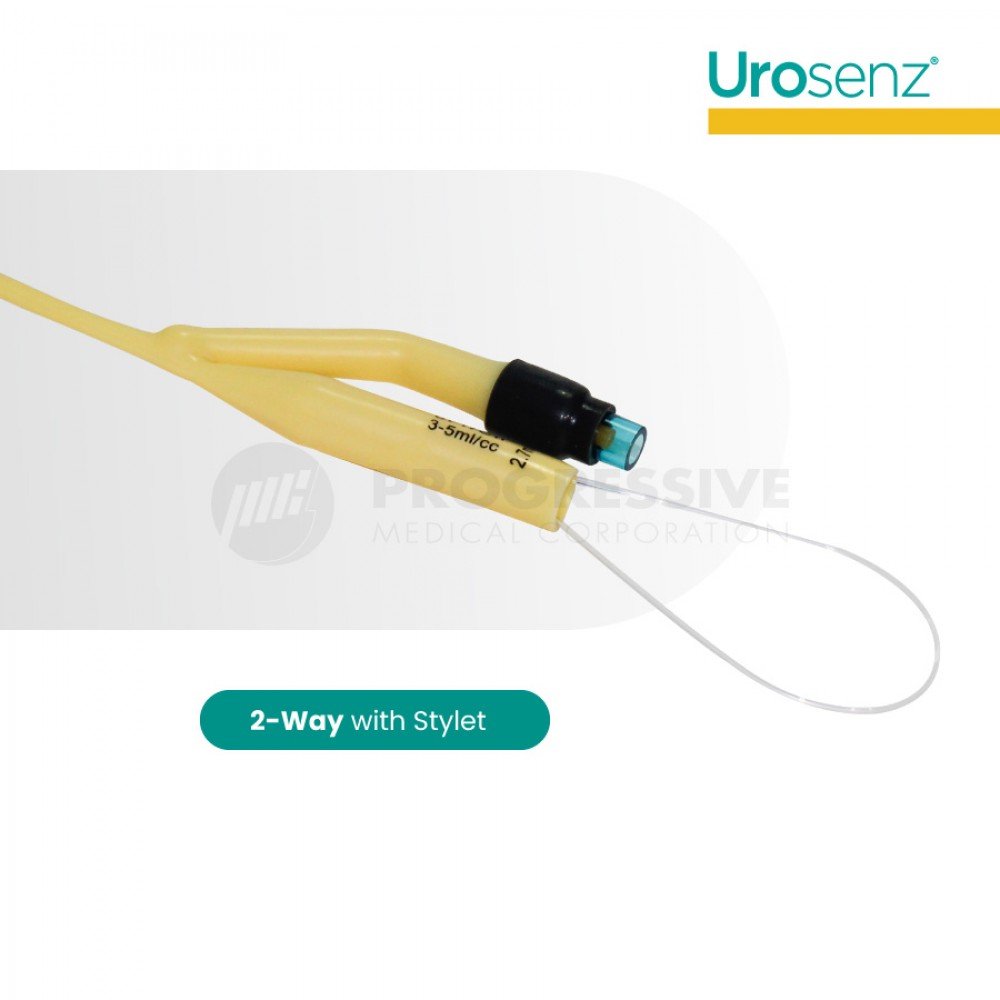 Urosenz Latex Foley Catheter, 2-Way w/ Stylet (10 pcs)