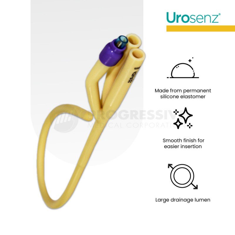 Urosenz Latex Foley Catheter, 3-Way