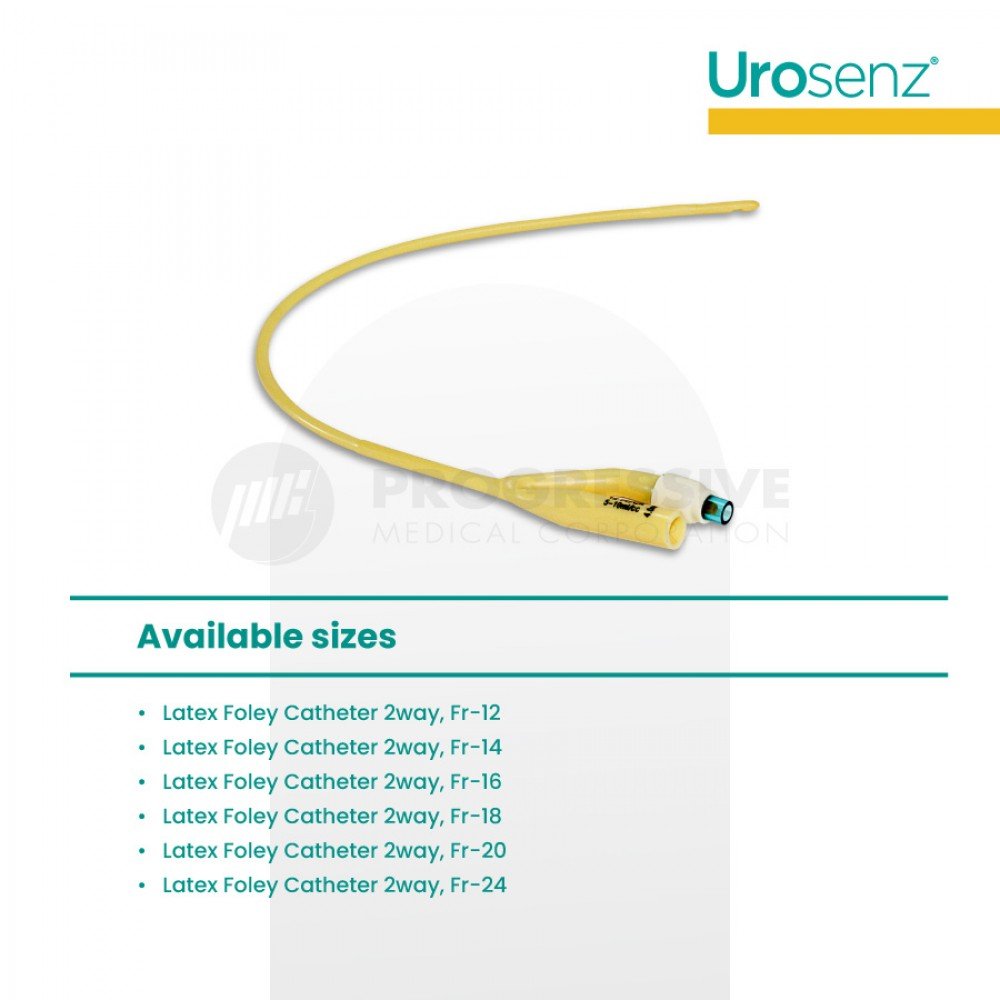Urosenz Latex Foley Catheter, 2-Way w/o Stylet  (10 pcs)
