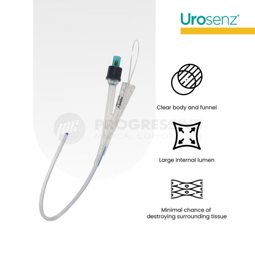Urosenz Silicone Foley Catheter, 2-Way w/ Stylet (10 pcs.)