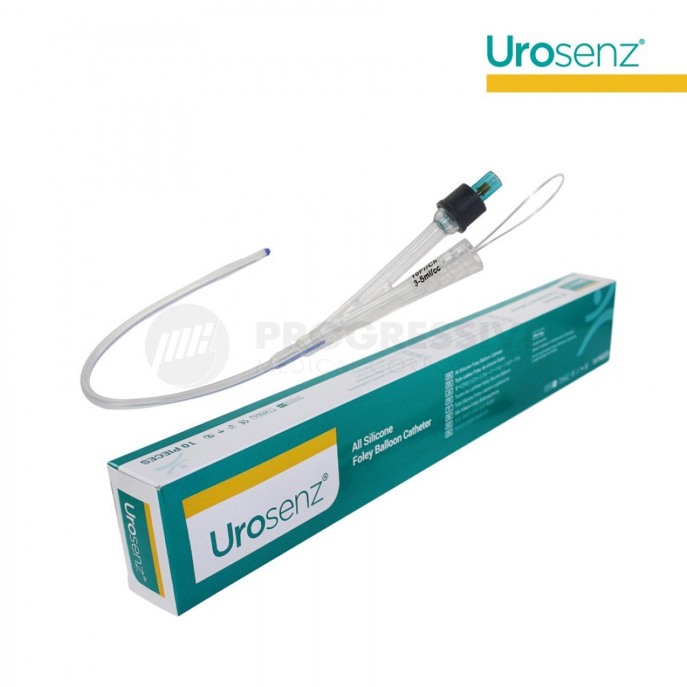 Urosenz Silicone Foley Catheter, 2-Way w/ Stylet (10 pcs.)