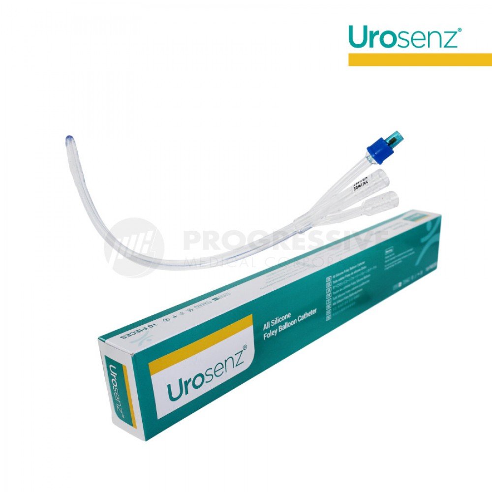 Urosenz Silicone Foley Catheter, 3-Way, (10 pcs.)
