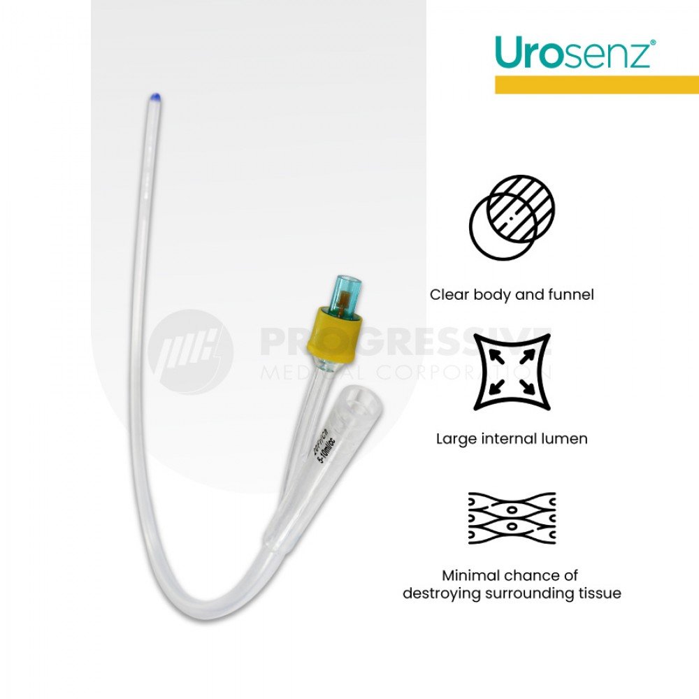 Urosenz Silicone Foley Catheter, 2-Way w/o Stylet, (10 pcs.)