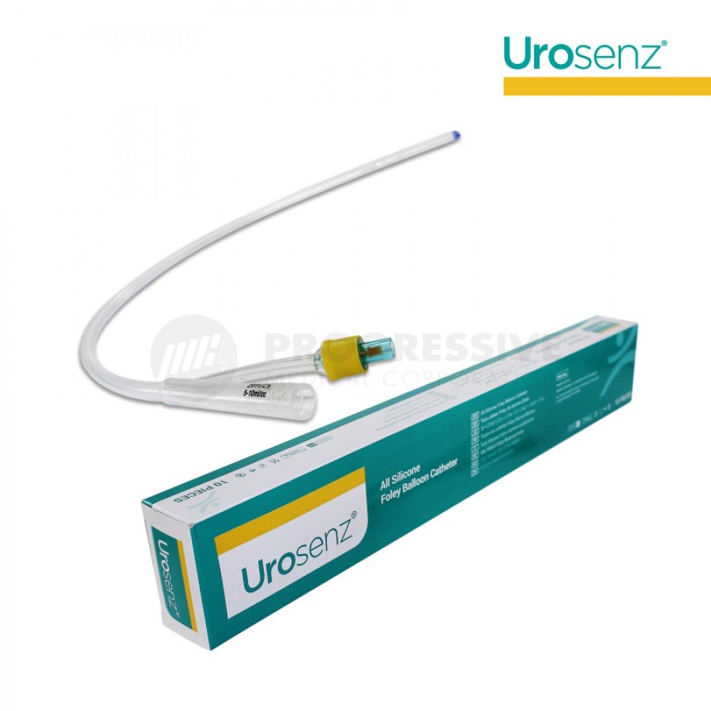 Urosenz Silicone Foley Catheter, 2-Way w/o Stylet, (10 pcs.)