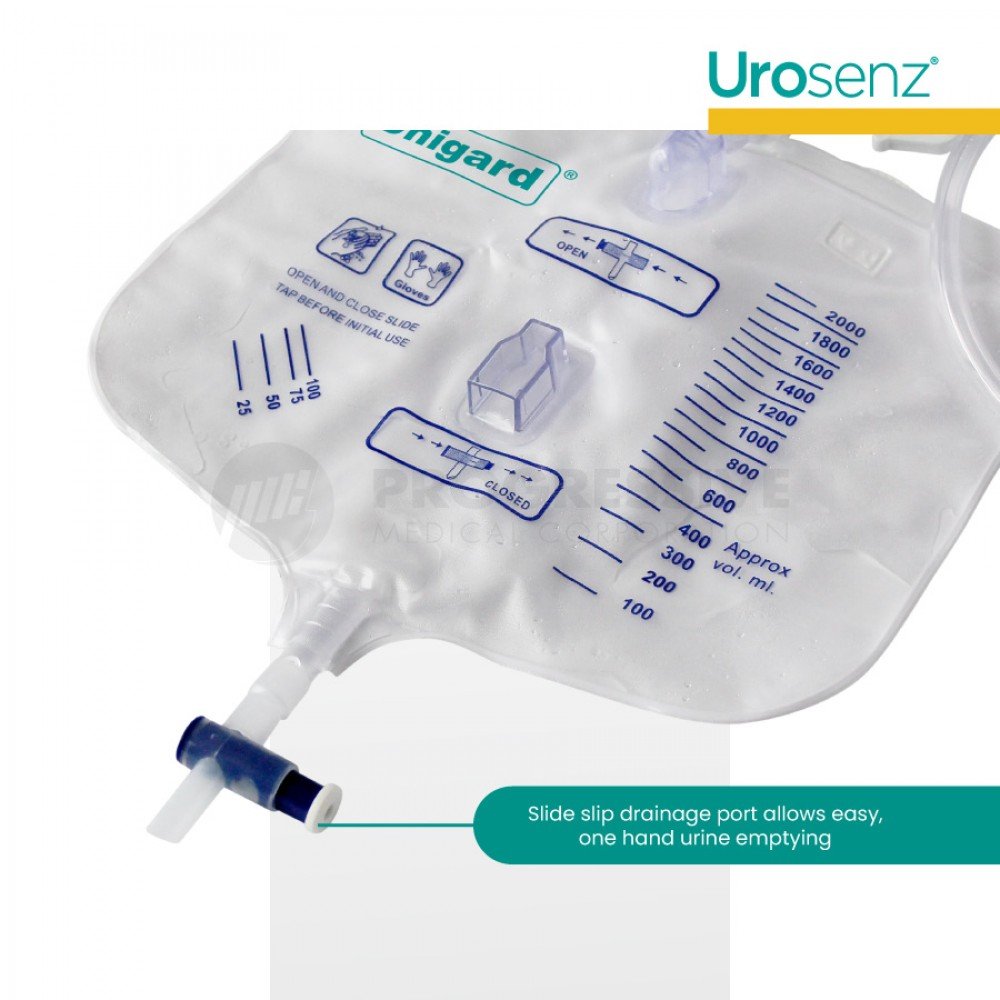 Urosenz Unigard Urine Drainage Bag with Non-Return Valve, 2500ml