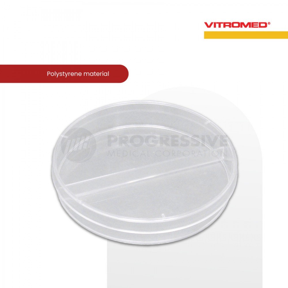 Vitromed 2 Section Petri Dish 90mm, 20s Vitromed 2 Section Petri Dish 90mm, 20s