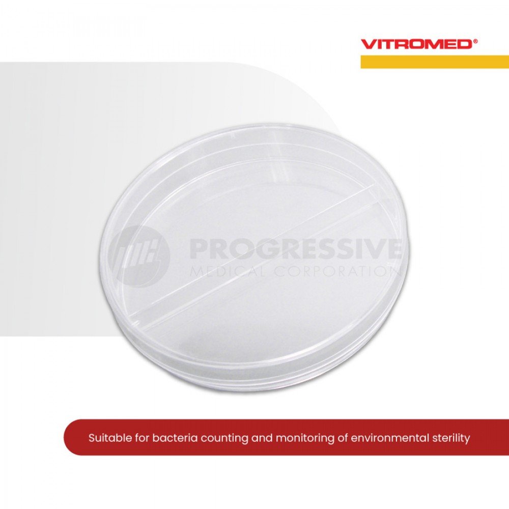 Vitromed 2 Section Petri Dish 90mm, 20s Vitromed 2 Section Petri Dish 90mm, 20s