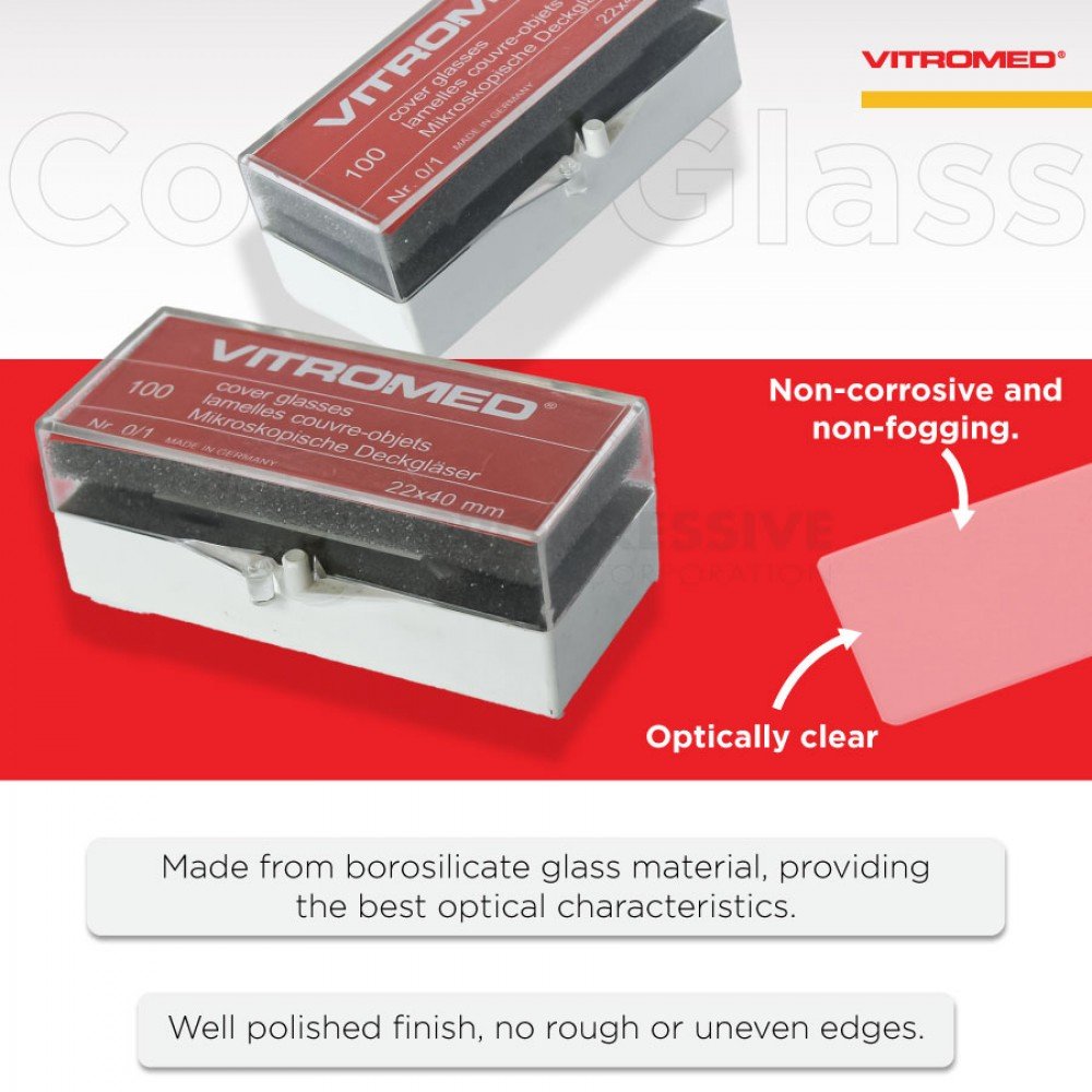 Vitromed Cover Glass, 22x40mm, 100's