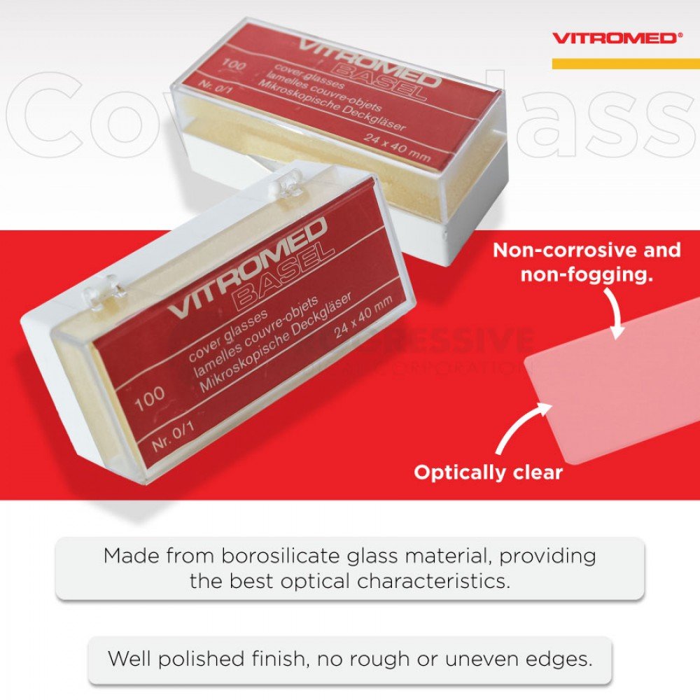 Vitromed Cover Glass, 24x40mm, 100's