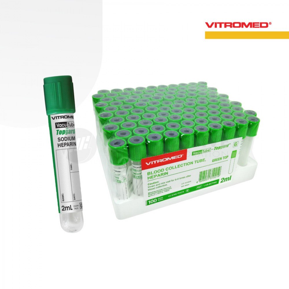 Vitromed Blood Collection Tube, Heparin, 2ml (100s)