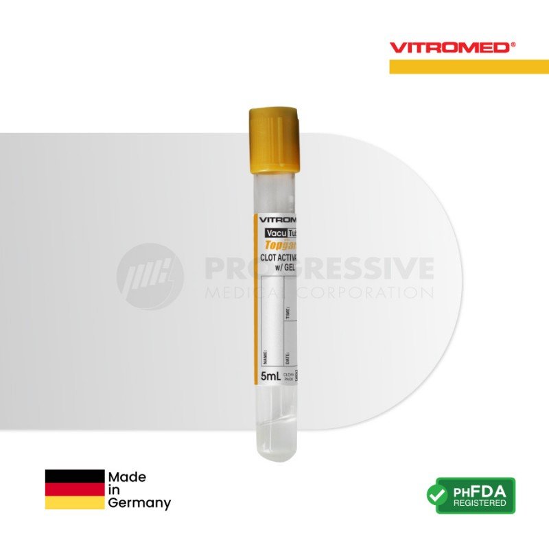 Vitromed Blood Collection Tube, Clot Activator w/ Gel, 5ml (100s)